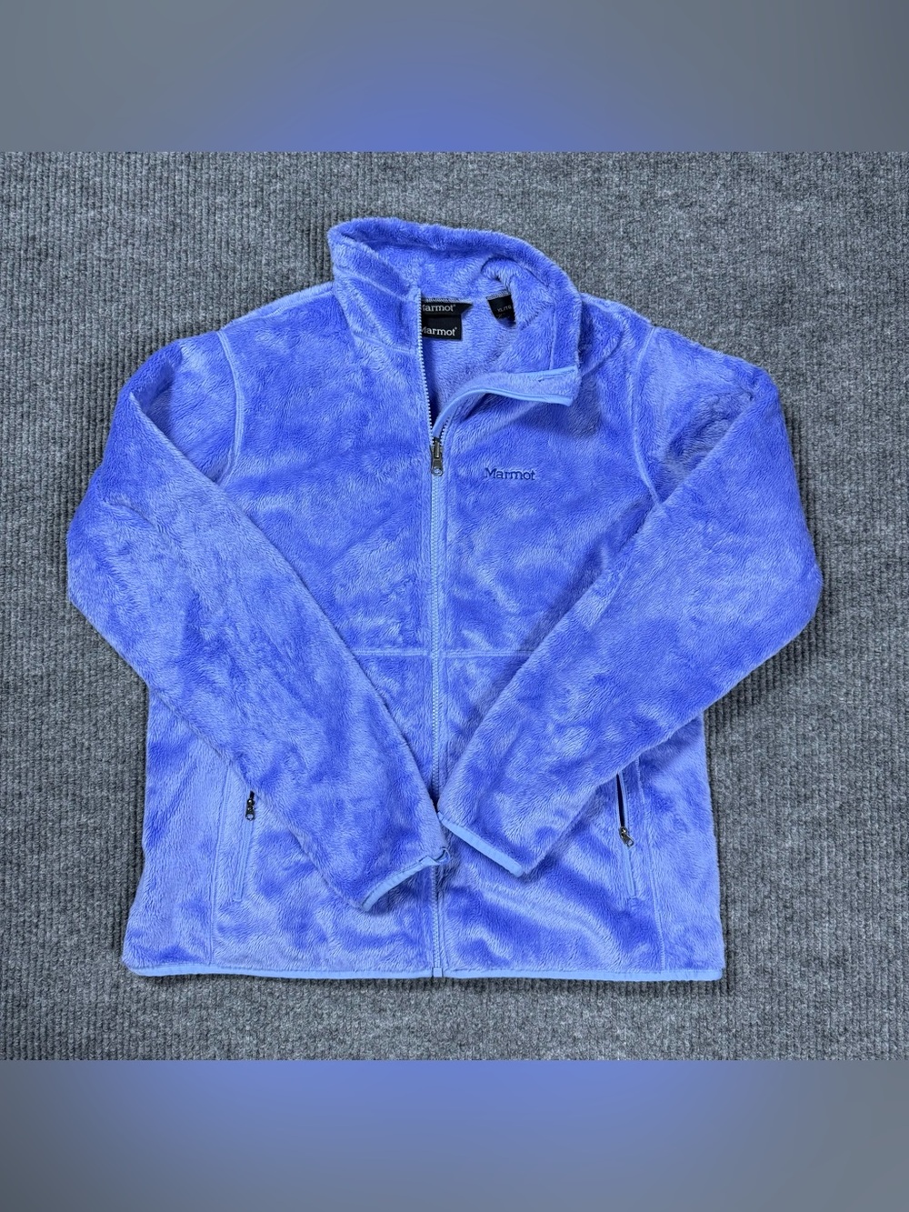 Marmot Womens Jacket Sz XL Blue Purple Fleece Full Zip Long Sleeve High Pile